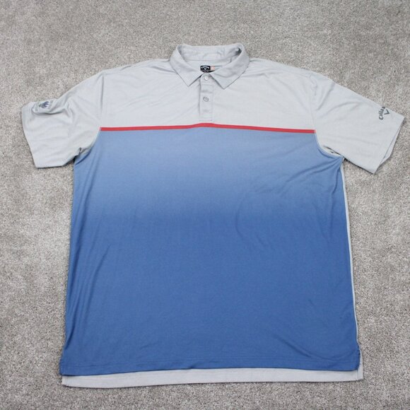 Callaway Opti-Dri Polo Shirt Mens XL Blue/Gray Polyester Stretch S/S Pullover - Picture 1 of 13